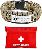 GHXAKPT Medizinisches Alarmgerät, das es ist Keine MRI. Armband für Männer Nein Scans Awareness Survival Paracord-Armbänder personalisierte Med-Name Ice-ID. Armreif, angepasst, 9 Z