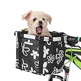 Ketamyy FahrradKorb Vorne Faltbar Fahrrad Korb Abnehmbare Lenkerkorb Tasche Mountainbike Korb Fahrradkorb Hund Picknick Shopping Camping Schnellverschluss Einfache Installation Schwarz/B