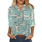 Longtop Damen Sommer t Shirt falter Hemden Frauen Tunika gr 52 schickes Oberteil Damen Stillbluse trompetenärmel Damenpullover Langarm Oberteile Damen Herb
