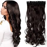 43cm Clip in Extensions Haarteil 1 Tresse 5 Clips Haarverlängerung Gewellt wie Echthaar Mittel braun-1 17'(43cm)-120g