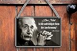 schilderkreis24 – Blechschild Schöner Albert Einstein Spruch Zitat “Der Neid. Anerkennung.“ Deko Motivation Nachdenken Hängeschild Geschenkidee Geburtstag Weihnachten 18x12