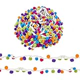 Gotetiso Pomponborte 10 m Bommelborte Pom Bommelband Regenbogen Bommel Fringe Borte Bommel Ball Fransen Band mit Bommeln Pompon-Borte Pompons Band Pompoms Bunt für DIY Handwerk