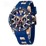 Herren Uhr SAPPHERO Blau Silikon Herren Armbanduhr Quarzwerk 3ATM Wasserdicht Multifunktional mit Date Design Sportliches Lässig Business Geschenk Uhren fur M