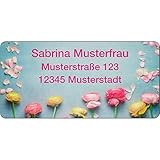 Adressaufkleber - Adressetiketten - Bunte Rosen - 140 Stück 54 x 25 mm, 1-3 Zeilen beschriftb