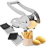 WMLBK Pommes Frites Presse Schneider mit 2 Schneideeinsätzen Edelstahl Pommesschneider Kartoffelschneider Gemüseschneider und Stempel S