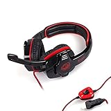 Sades SA 901 7.1 Surround Sound USB Gaming Spiel-Kopfhörer Headset Mic Fern für PC Laptop (Rot)