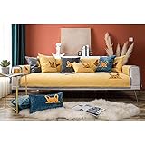 Homeen Wohnlandschaft Zweisitzer-Sofa couchüberzug,Sofabezügen,Welpen bestickter Sofa-Slipcover,süße Couch-Cover für Wohnzimmer,dünner Chenille,Sofa-Sparer für Stoff/Leder Couch-Gelb_90 * 160