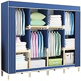 Mix Buzsu Arıtma 9 Kubikzimmern Kleiderschrank Massivholz Schlafzimmer offener Kleiderschrank stabile Multifunktions Schlafzimmer Kleiderschränke (Color : Blue, Size : 168x165x45CM)