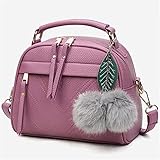 DYSCN Schulter Umhängetasche Haarball Anhänger Handtaschen für Frau Mädchen (Lila)
