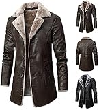 SKYWPOJU Mantel Windbreaker Warm Kapuze Wintermantel Herren Lang Slim Fit Herrenmantel Winter Premium Business Mantel Herren Wollmantel Herren Langer Trenchcoat (Color : Brown, Size : S)