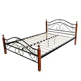 Homestyle4u 602, Metallbett 180 x 200 Schwarz Braun, Bettgestell Mit L