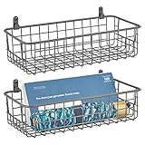 mDesign Metallkorb zur Wandmontage – praktischer Organizer für Flur, Schlafzimmer oder Bad – stilvolle Aufbewahrungsmöglichkeit für Geldbörsen, Handys, Handtücher etc. – 2er-Set – g