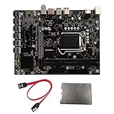 Runtodo BTC B250C Mining Motherboard mit SATA Kabel + 120G SSD 12XPCIE zu USB3.0 Karten Steckplatz LGA1151 UnterstüTzt DDR4 für BTC M