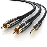 CSL - Cinch auf Klinke Kabel - 5m - 3,5mm Klinken Stecker zu 2X Cinch RCA Stecker Y - Adapterkabel Klinkenkabel - doppelte Schirmung - HiFi Audio Kabel für Smartphone Stereoanlage Verstärker UVM