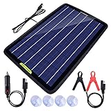 Eco-Worthy Tragbares Akku-Ladegerät mit Solarmodul, 12 V, 10 Watt, Backup für Auto, Boot, mit Krokodilklemm-Adap