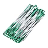 BESTonZON Heringe, 20 Stück Bodenheringe, 200 mm x 40 mm, rostfrei, galvanisiert, U-förmige Heringe, Befestigung für Kunstrasen, Netz, Z