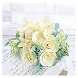 XIAOZSM Trockenblumen Schöne Rose Künstliche Seide Blumen Kleinen Blumenstrauß Weihnachten Hochzeit Hause Dekoration Günstige Gefälschte Blume Weiß DIY Anordnung Künstliche Blumen (Farbe : 6)