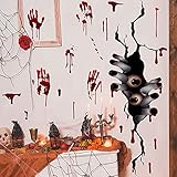 ZBYL 3 Blatt Wiederverwendbar Halloween Wandaufkleber DIY Aufkleber Sticker Fensterdeko Selbstklebend Türen Tapete Schrecklicher Voyeur PVC Retro Aufkleber Poster für Zuhause Party S