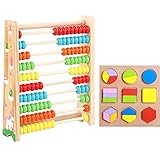 liuer Abakus Rechenschieber Mathematik HolzSpielzeug mit 100 Holzperlen Montessori Mathematik Spielzeug Buntes Rechenstäbchen Ausbildung für Junge M