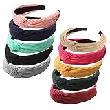 Haquno Haarreif, 10 Stück Haarreifen Damen, Vintage Haarband, Headband knoten Warp, Breit Retro Stirnband Haarreifen, Stoff Haarreif für Frauen Mädchen Lieferungen （10 Farben）