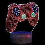 ZWOOS 3D Illusion Nachtlicht - Mehrfarbige LED Lampe - Gaming Lampe mit Fernbedienung - dekoratives Stimmungslicht für Kinder, Gamer (Gamepad)
