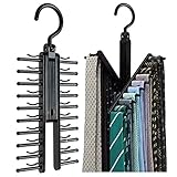 2PCS Cross X Hangers,Alohha Black Tie Belt Rack Organiser Hanger Non-Slip Clips Holder with 360 Degree Rotation,Securely up to 20 T