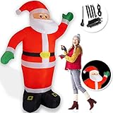 KESSER® Aufblasbarer Weihnachtsmann XXL 250cm LED beleuchtet inkl. Befestigungsmaterial Weihnachtsdekoration Weihnachtsdeko Figur, geräuscharmes Gebläse, Nikolaus Santa witterungsbeständig IP44