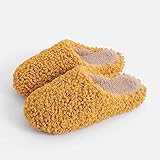 MTYNFDERO Plüsch Hausschuhe Damen Komfortable Memory Foam Home Hausschuhe Damen Warm Plüsch Outdoor Indoor rutschfeste Futterschuhe (Color : Yellow, Size : 43/44)