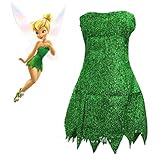 Fee Cosplay Kostüm Basteln Glocke Grün Kleid Tinkerbell Halloween Party Sexy Cosplay Minikleider Mit Perücke Drop Ship