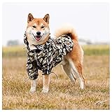 Hunderegenmantel Tarnung Windbreaker Stilvolle Hunderegenjacke, Regenmantel mit reflektierenden Streifen, Regenmantel mit Kapuze für kleine mittelgroße Hunde (Grün Tarnung, 4XL)