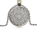 Halskette Geschenke Vintage Mandala Blume Halskette Charme Glas Cabochon Yoga Anhänger Henna Tattoo Halsketten Männer Frauen Geschenk DIY Schmuck