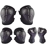 HIQE-FL Kinder Knieschoner,Schützer Set,Skateboard Roller Kinder,Schutzausrüstung Kinder,Ellenbogenschützer Erwachsene,Protektoren Set Kinder Rosa,Kinder Schoner Set (Schwarz)
