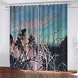 Dwfew 2Er Set Gardinen Vorhang Abstrakte Graslandschaft 240X140 cm Gardinen Vorhänge Blickdicht Verdunkelung Für Wohnzimmer Schlafzimmer 2Er S