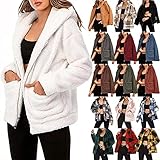 JIAYOUA Hemdjacke Damen Revers Thermo Mantel Langarm Karierte Jacke Frauen Herbst Winter Große Größen Parka Übergangsjacke Plüsch Reißverschluss Holzfällerjacke Casual Outwear mit T