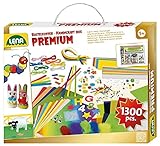 Lena 42663 Premium XXL Bastelkoffer mit 1300 Teile, Material zum Basteln, mit Moosgummi, Buntpapier, Perlen, Blumen, Pompon, Bänder, Knöpfe, Kulleraugen und vielem mehr, für Kinder ab 5 J