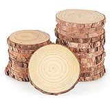 ilauke 16 Stücke Holzscheiben Holz Log Scheiben 9-10cm Runde Naturholz Baumscheiben Ca.10mm Dicke für DIY Handwerk Holz-Scheiben Hochzeit Mittelstücke Weihnachten Dekoration Baumscheib