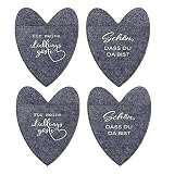 12 Stück Bestecktaschen Herz Sprüche Grau F