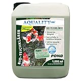 AQUALITY Gartenteich Bio-TeichKlärer 3in1 (Teichklar - Nachhaltig kristallklares Wasser, entfernt deutlich Trübungen im Teich + GRATIS Klarwasser Filtervlies), Inhalt:5 L