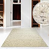 Hand-Web-Teppich | Reine Schur-Wolle im Skandinavischen Design | Wohnzimmer Esszimmer Schlafzimmer Flur Läufer | Grau Beige (Oslo Natur - 90 x 160 cm)