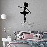 Mädchen Wandtattoo Ballerina Silhouette Ballett Studio Tanzstudio Vogelfeder Kunst Vinyl Fensteraufkleber A1 57x35