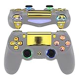 eXtremeRate Tasten für PS4 Knöpfe D-Pad Trigger Thumbsticks DTFS LED Kit für Playstation 4 Controller CUH-ZCT2[Kein Controller](Klassische Symbole Leuchttaste-Gold)-DTF 2.0