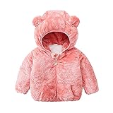 QLLSLSG Neugeborenen Baby Jungen Mädchen Fleece Kapuzenjacke Mantel mit Ohren Warme Outwear Mantel Reißverschluss Bis Coat Plüsch Winterjacke für 0-4J