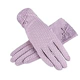 Sunblock Anti-Rutsch Touchscreen Vintage Handschuh UV-Schutz Sommer Atmungsaktiv Fahren Handschuhe für Damen und Mädchen, Schwarz/Violett (2 Stück), M