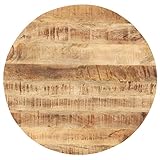 vidaXL Mangoholz Massiv Tischplatte Massivholzplatte Holzplatte Ersatztischplatte Holz Platte für Esstisch Esszimmertisch Rund 25-27mm 70
