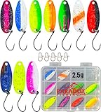 Paradox Fishing Forellen Spoon Set 10 Spoons 2,5g mit Spoon Box und 5 Snaps Forellen-Köder Set zum Forellen-Angeln Forellenteig - Spoons F