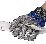ThreeH Arbeitshandschuhe Schnittfester Edelstahl 316L Drahthandschuhe Schutzstufe 5 Schutz für die Küche Metzger arbeiten GL09 S(Ein Handschuh)