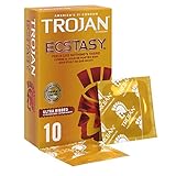 Trojan Ecstasy Ultragerippte und gleitfähige Kondome mit hochwertigem Latex - 10er-Pack