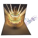 Geburtstagsgeschenkkarte mit automatischer Musik, Pop-Up-Grußkarte, Geschenkkarte, Geburtstag, wärmendes LED-Licht und Musik, Geschenke für Mutter, fröhliche reine Musik 'Happy Birthday to You'