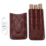 Biitfuu Zigarettenetui 3 Finger Leder Zigarrenetui Zigarrenhalter Zigarren Humidor mit Edelstahl Cutter Geschenk für Väter E