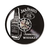 RFTGH Eine Flasche Whisky Bier Wanduhr modernes Design Retro-Schallplattenuhr LED-Beleuchtung Wandbehang Uhr Bier Heimtex